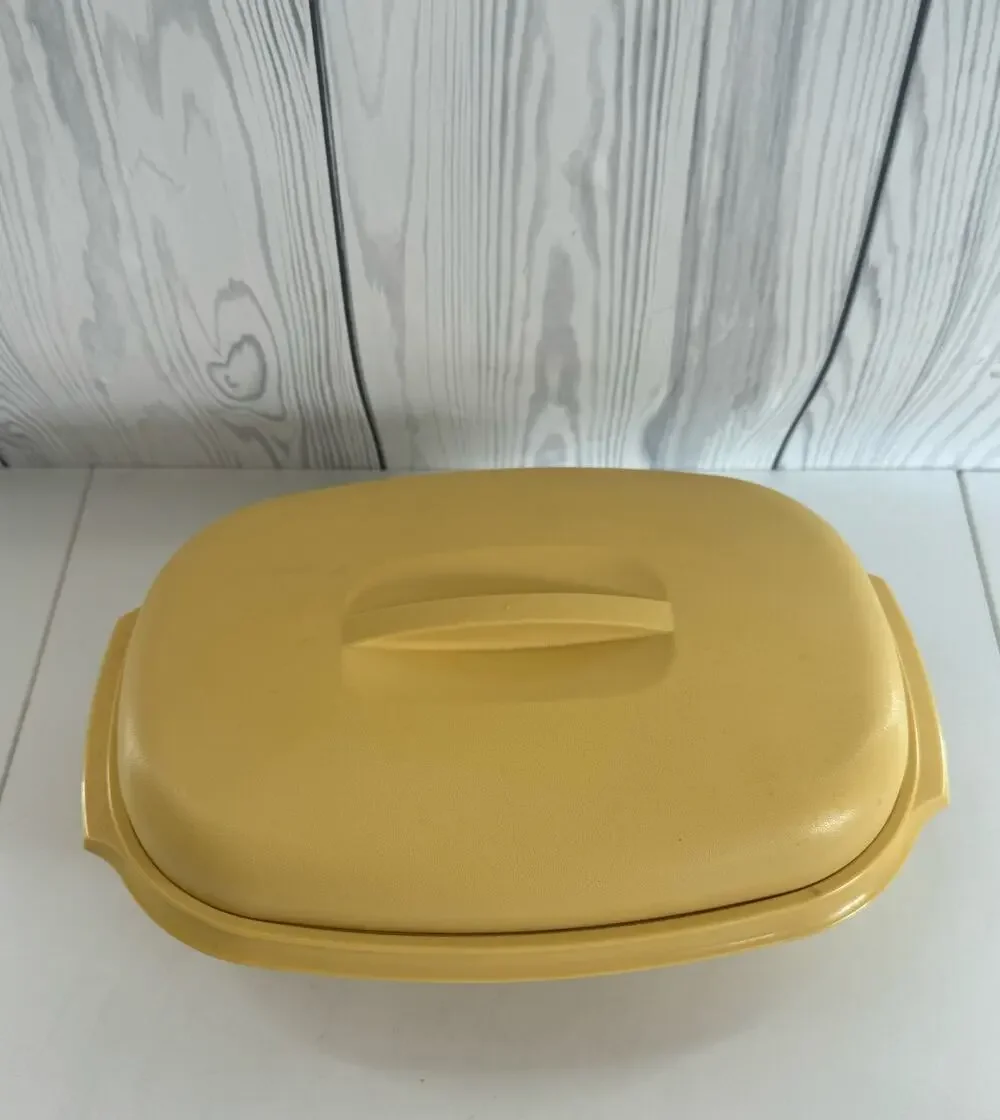 Tupperware Vintage Harvest Gold Microwave 3 Piece Rice Vegetable Steamer